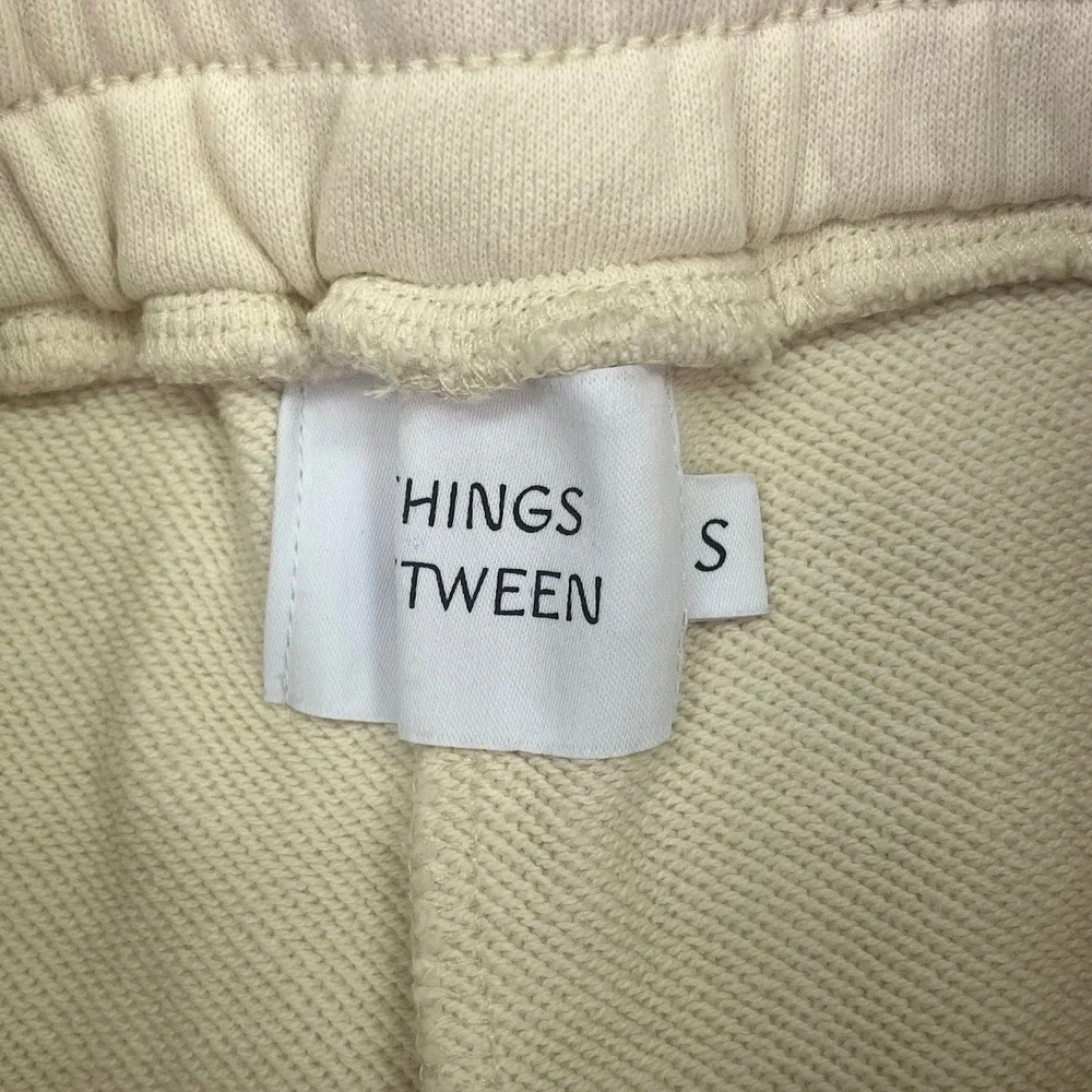 Things Between Cream Smiley Face Cotton Sweat Shorts TBP483 Womens‎ Small